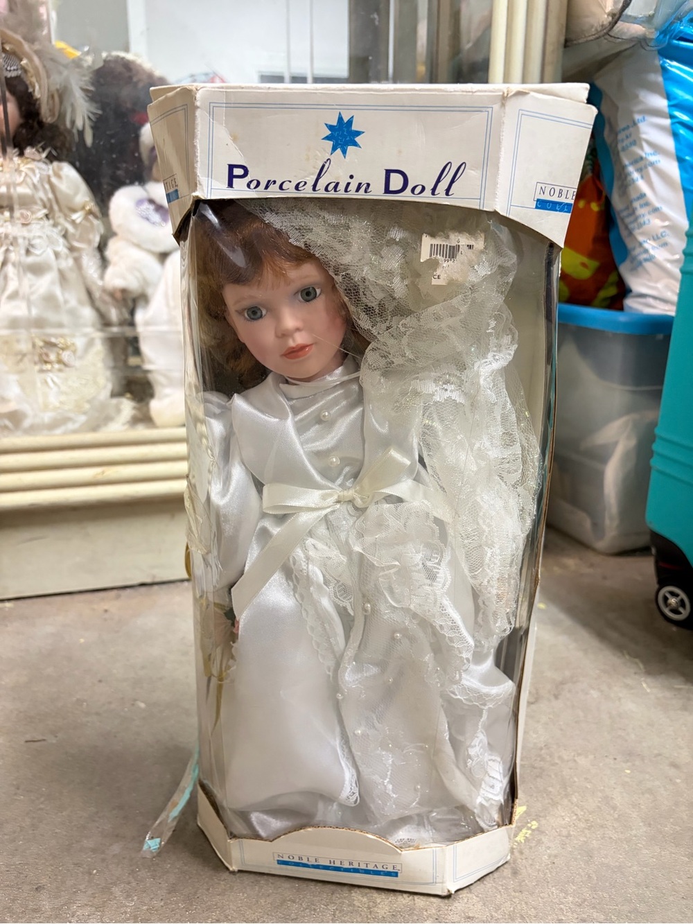 Heritage Porcelain Doll in White Satin and Lace